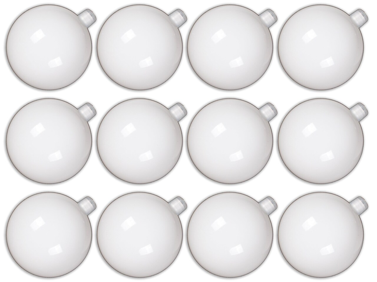 12 Pack 80mm 3" Shiny White Ball Ornament with Wire, UV Coated